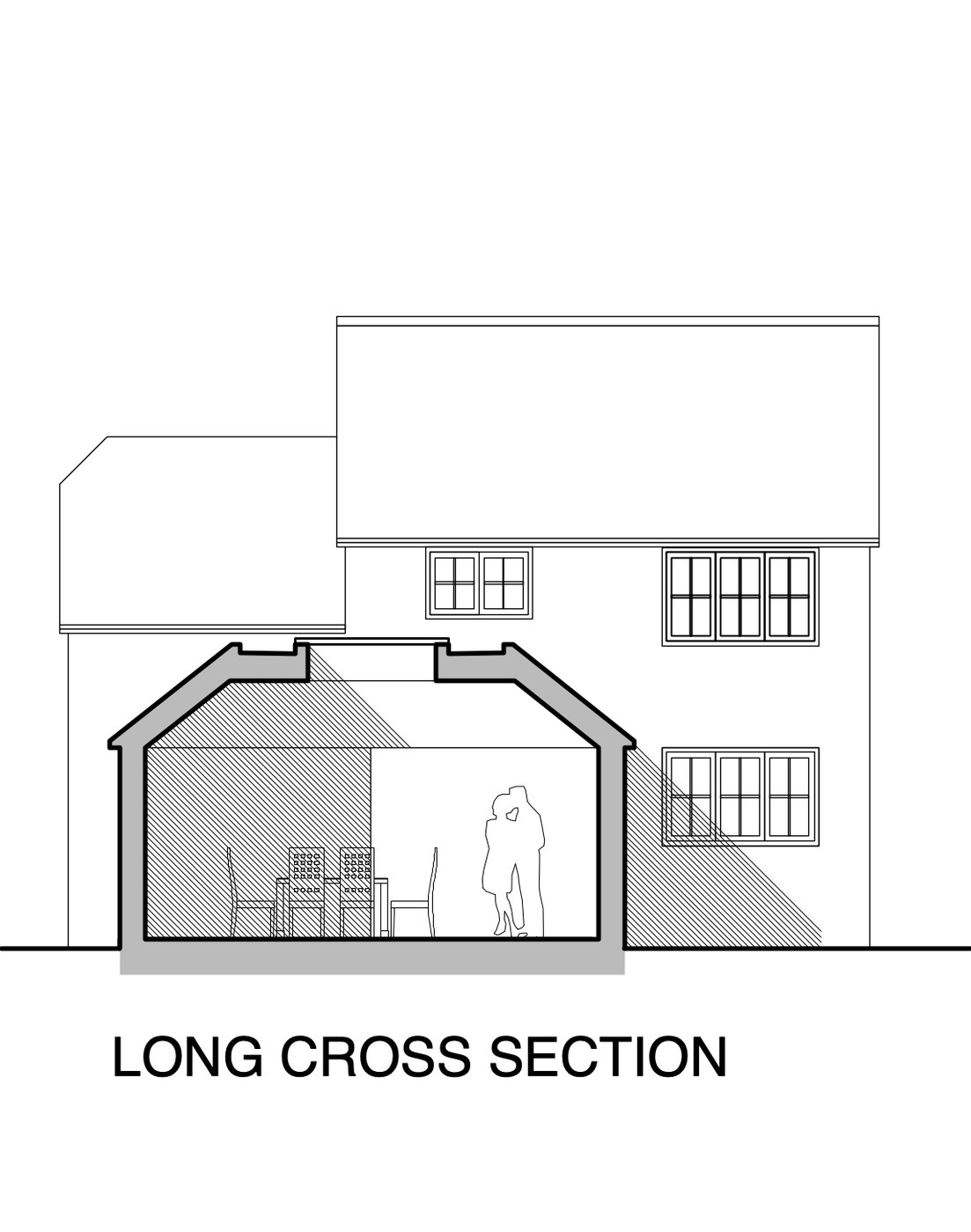 Long cross section through the Silchester dining extension